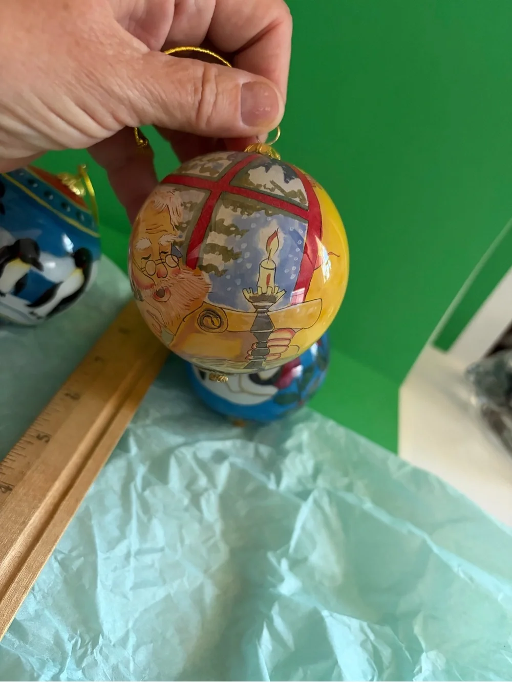 Pier 1 Li Bien Hand-Painted Holiday Ornament Set 4